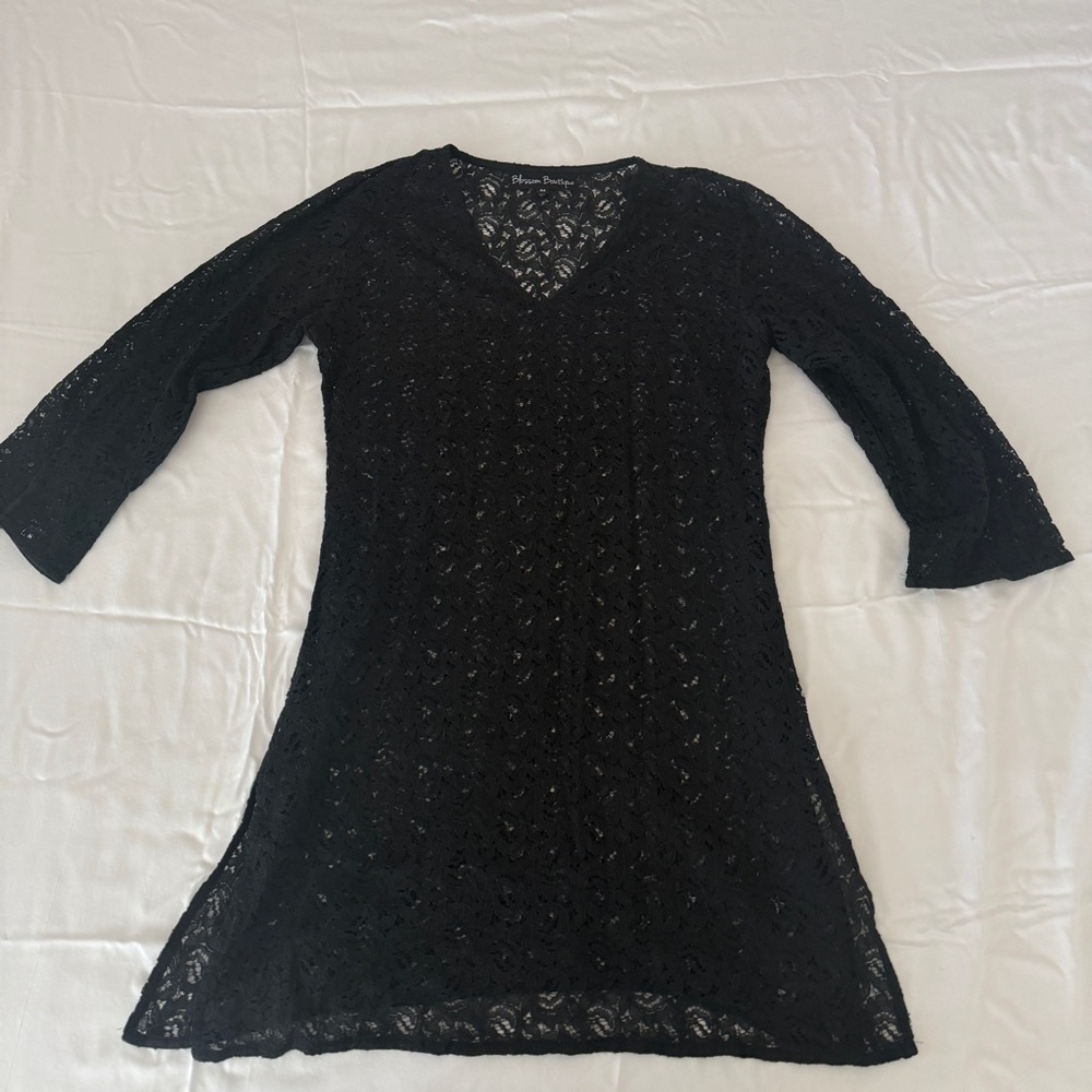 Black lace cover up or layer dress